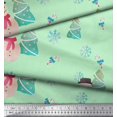 thumbnail image 2 of Soimoi Green Poly Georgette Fabric Snowman & Tree Christmas Fabric Prints By Yard 52 Inch Wide, 2 of 5