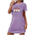 thumbnail image 1 of Levmjia Nuisettes en Coton pour Femmes à Manches Courtes, Vêtements de Nuit Doux d'Été, Confortables, Coupe Ample, Robe de Nuit Imprimée à Col Rond pour Grande Taille, Pyjamas Décontractés pour la Maison, 1 of 2