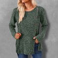 thumbnail image 1 of Birdeem Women's Solid Short Color Casual Long Sleeve New Round Neck Solid Color Panel Button Long Sleeve Loose, 1 of 12