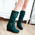 thumbnail image 1 of 2021 Chaussures Plates d'Hiver pour Femmes Bout Rond Compensées Épaisses Bottes à Tige Longue pour Dames, 1 of 5