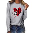 thumbnail image 1 of Qertyioot T-Shirt Graphique pour Femmes de la Saint-Valentin à Manches Longues, Chandail Imprimé, Blouse, 1 of 4