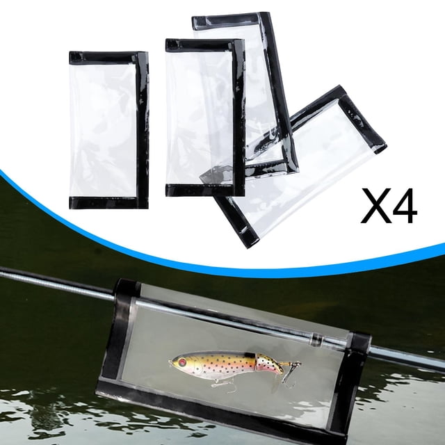 Quzzie 4 Pcs Enveloppes pour Leurres de Pêche Protection en PVC Protège-Cannes et Hameçons Housses Transparentes pour Leurres Sacs de Rangement Résistants aux Perforations Convenant à la Pêche en Eau Douce et en Eau Salée L