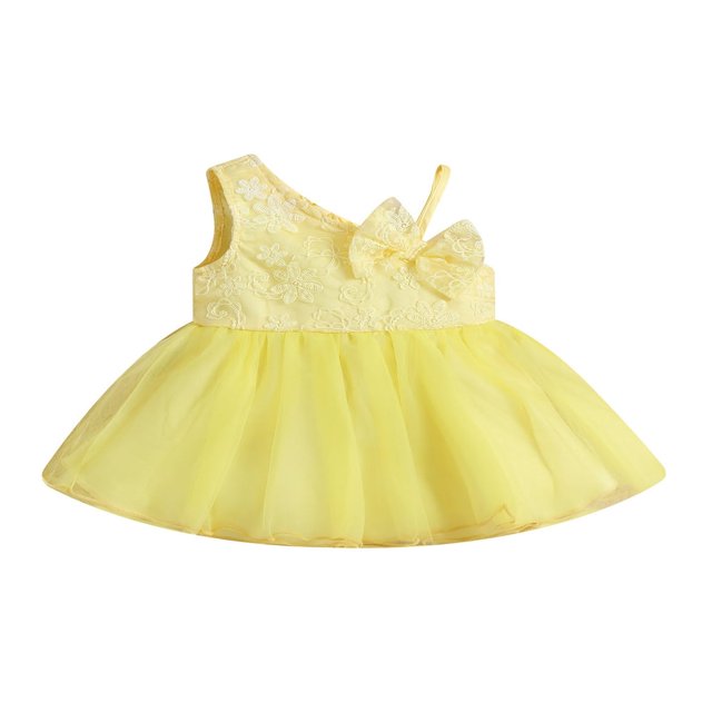 MesaSe Bébé Filles Robe d'Été une Épaule Sans Manches Fleurs Broderie Dentelle Patchwork Tutu Sundress avec Arc