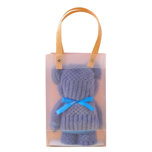 Navy High Density Bear Towel 35X75Cm Coral Fleece Soft Bath Towel For Spa Personal Use And Gift