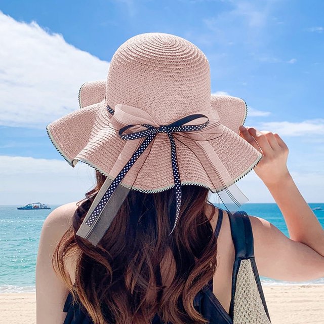 LinYooLi Hat Girl Summer Beach Hat Straw Hat Version Versatile Sunscreen Out Of The Fake Fake Hat Sun Hat Sun Hat Sea Hat