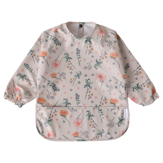 MIASHUI Baby Long Sleeve Bib Cartoon Print Toddlers Soft Bib Outfit