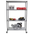 thumbnail image 1 of TRINITY 4-Tier Wire Shelving Rack | 48" X 18" X 72" | Nsf | Includes Wheels And Liners | Black, 1 of 5