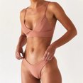 thumbnail image 4 of Women Solid Push Up High Cut Lace Up Halter Bikini Set Two Piece Swimsuit, 4 of 8