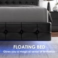 thumbnail image 3 of Homfa Queen Floating Bed with Lights, LED Platform Bed Frame with Under Bed Storage, PU Leather Adjustable Tufted Upholstered Bed, Black, 3 of 9