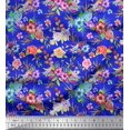 thumbnail image 1 of Soimoi Poly Georgette Fabric Leaves, & Rose Floral Fabric Prints by Yard 52 Inch Wide, 1 of 3