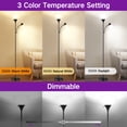 thumbnail image 2 of OUTON 71" Torchiere Floor Lamp with Reading Side Light, 3 Color Temperature Modern LED Standing Light for Living Room, Black, 2 of 8