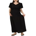 thumbnail image 1 of Robe de Maternité à Manches Courtes pour Femmes, Couleur Unie, Col en V, Robe Longue Décontractée, 1 of 6