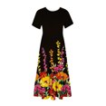 thumbnail image 4 of Dvkptbk Robes d'Été pour Femmes 2024 à Manches Courtes, Robes Midi Évasées, Robe T-Shirt Décontractée à Motif Floral, Robe de Plage Fluide avec Poches P-2TG, 4 of 4