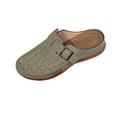 thumbnail image 1 of Sabots pour Femmes Mules à Enfiler Bout Fermé Sabot Boucle Décor Ajouré Respirant Confortable Mule à Talon Compensé Vert, 1 of 9