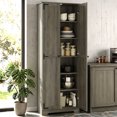 thumbnail image 2 of HOMCOM 67" Farmhouse Pantry Cabinet, Tall Storage Cabinet, Distressed Grey, 2 of 10