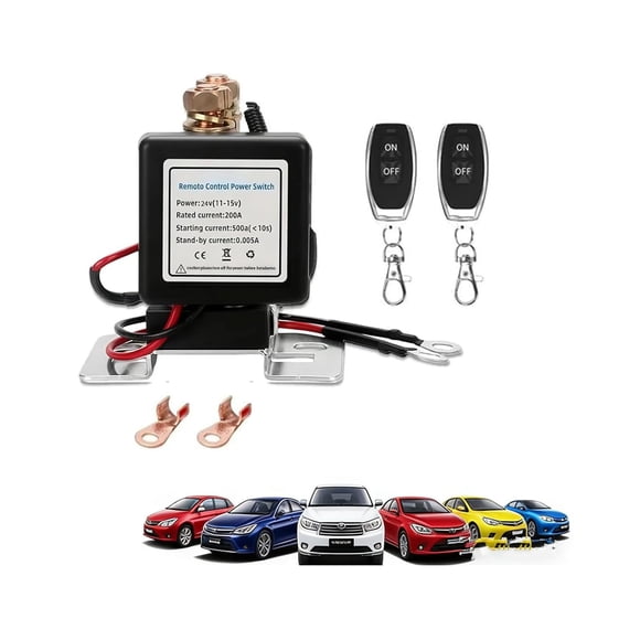 Wireless Remote Control Battery Relay Switch Car Starter, 12V/24V Cut Off Isolator Master Switches, Remote Start & Warm-Up/Cool-Down, RemoteBattery Disconnect Switch, for Car Truck Rv Vehicle