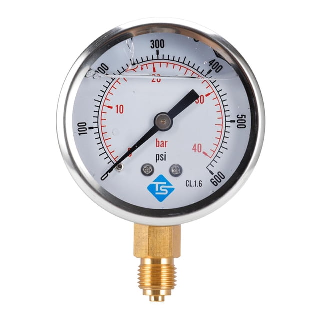 Almencla Y60 Manomètre de Pression Radial Rempli de Glycérine Manomètre sous Vide 0-600 Psi