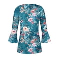 thumbnail image 4 of Blouses pour Femmes, T-shirt Imprimé Mode Manches 3/4 Blouse Col en V Hauts Décontractés, 4 of 5