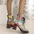 thumbnail image 4 of LSLJS High Bottines à Talons Hauts pour Femmes, Bottines à Talons Hauts Épaisses pour Femmes Heel à Plateforme à Lacets pour Étudiantes, Bottines et Bottillons pour Femmes, 4 of 6
