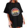 thumbnail image 1 of RKSTN T-Shirts Graphiques pour Femmes à Manches Courtes Chemises d'Été de Plage Imprimées Décontractées Amples Grande Taille Couleur Unie Chandail Blouse Hauts, 1 of 7