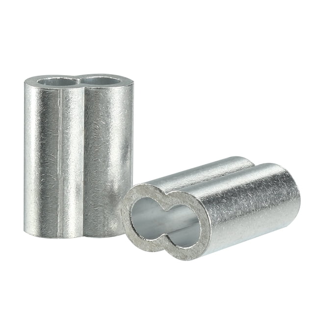 Uxcell 1.02 x 0.71 x 0.43 inch Cable Wire Rope Aluminum Sleeves Clip Crimping Loop 25 Pcs