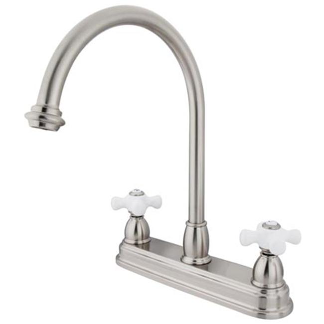 Kingston Brass Kb3748Px 8 Inch Center Kitchen Faucet Without Sprayer - Satin Nickel Finish