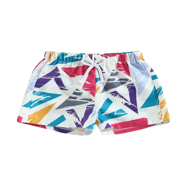 Boys Swim Trunks Summer Elastic Drawstring Beach Shorts Swimwear