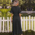 thumbnail image 5 of Drppepioner Robe d'Été pour Femme à Manches Courtes, Robe T-Shirt Décontractée 2024 Fluide de Plage à Col en V, Robes Soleil avec Poches, Mode Femme, Automne, Boutons, Robe à Manches Courtes à Col Rond, Noir, 5 of 5