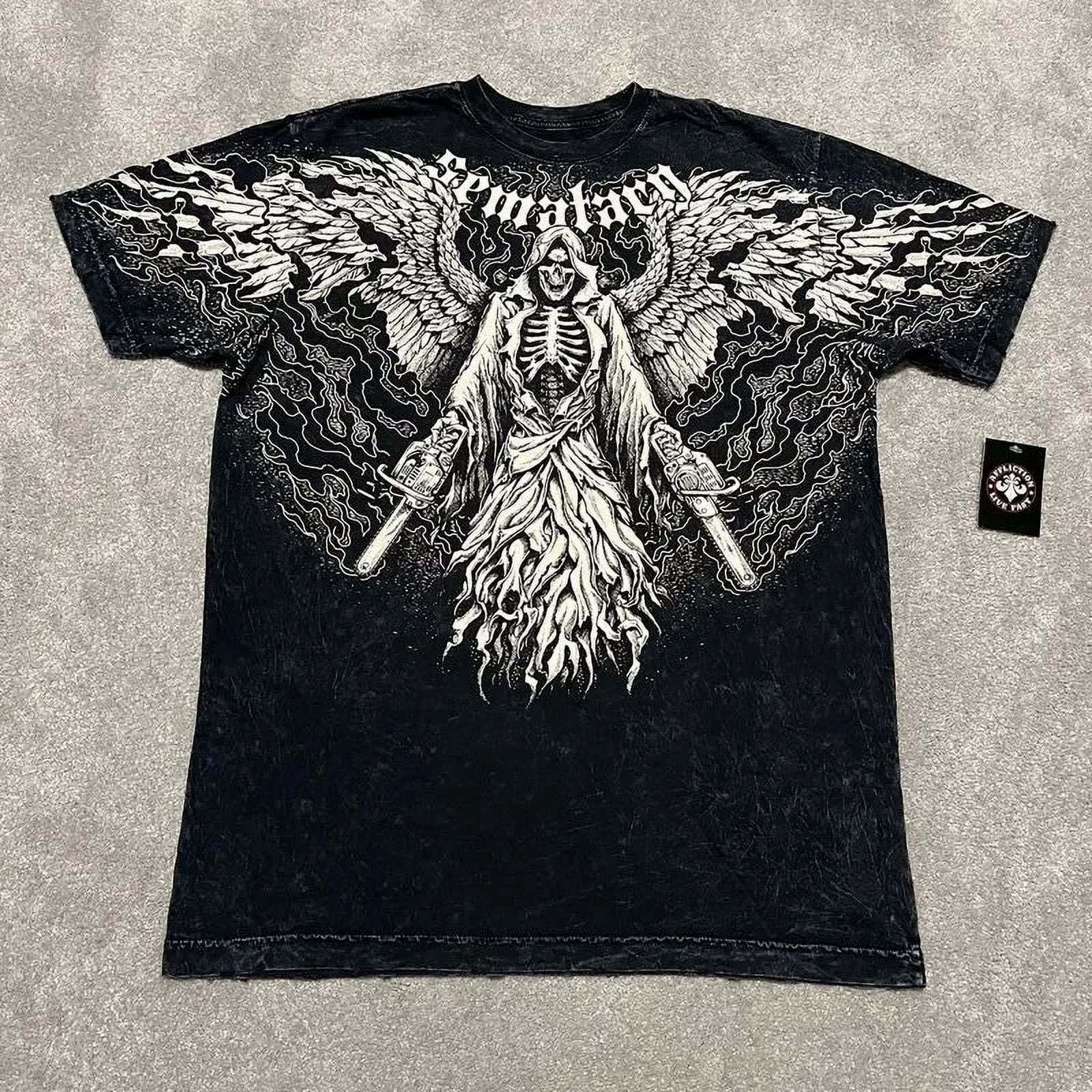 2000s affliction Hip Hop Skull Graphic t shirts Men Streetwear