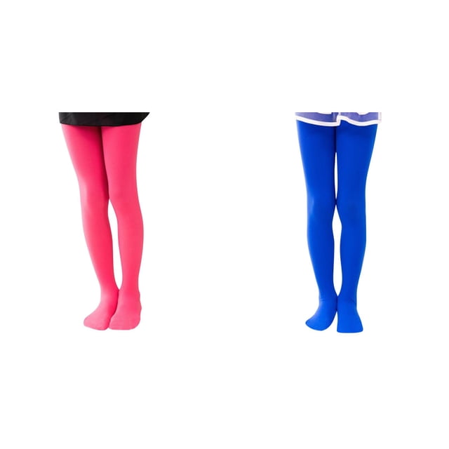 2 Pack(Watermelon Red 1PCS & BU2 1PCS) Multipack Leggings Pantihose Bottom 12 Stretchy Basic Full Length Ballet Dance Pants Pantyhose for Spring Summer Stocking