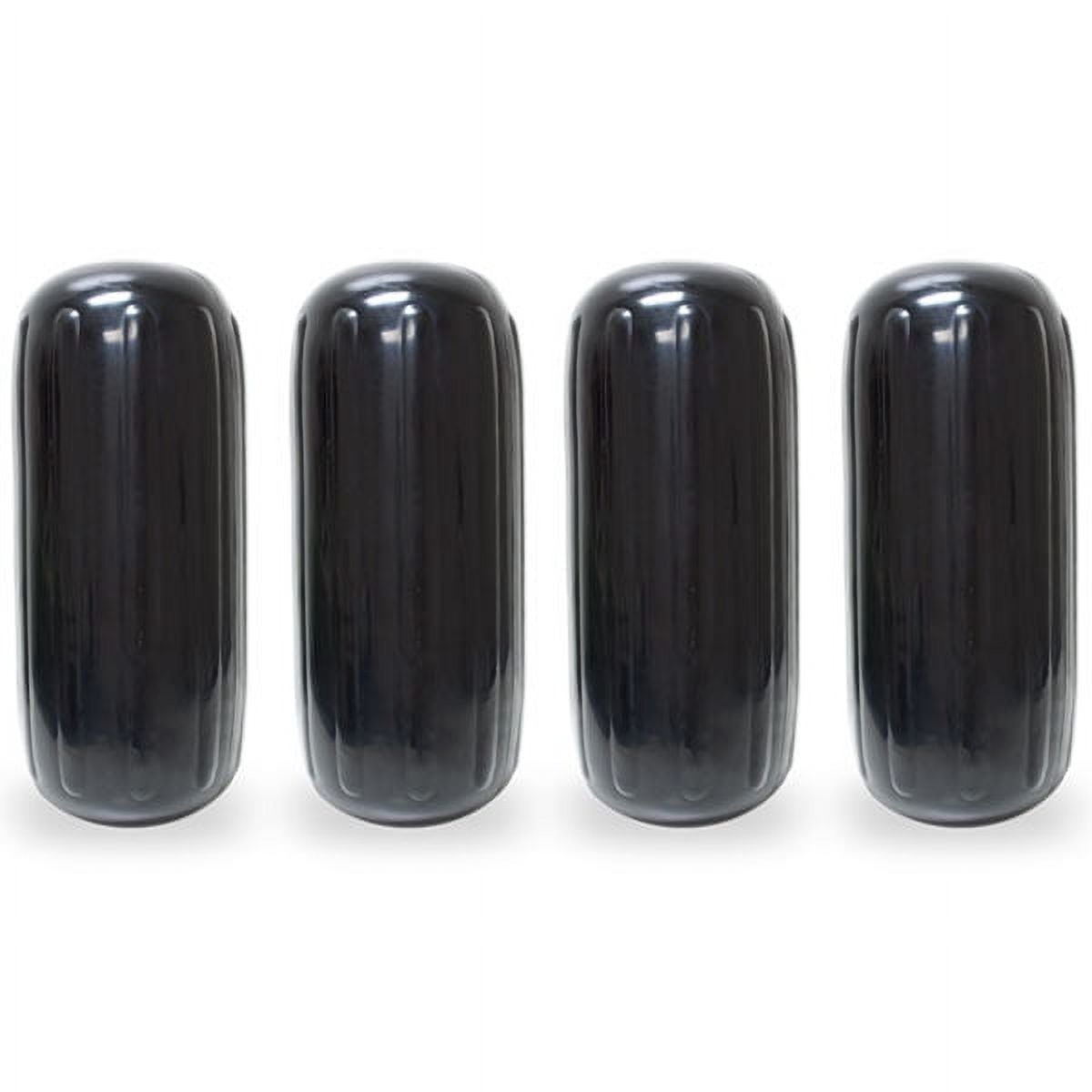 NEH Center Hole Ribbed Boat Pontoon Fender 8" x 20" 4pcs Inflatable Vinyl Mooring Bumpers Guard Dock Docking - Black