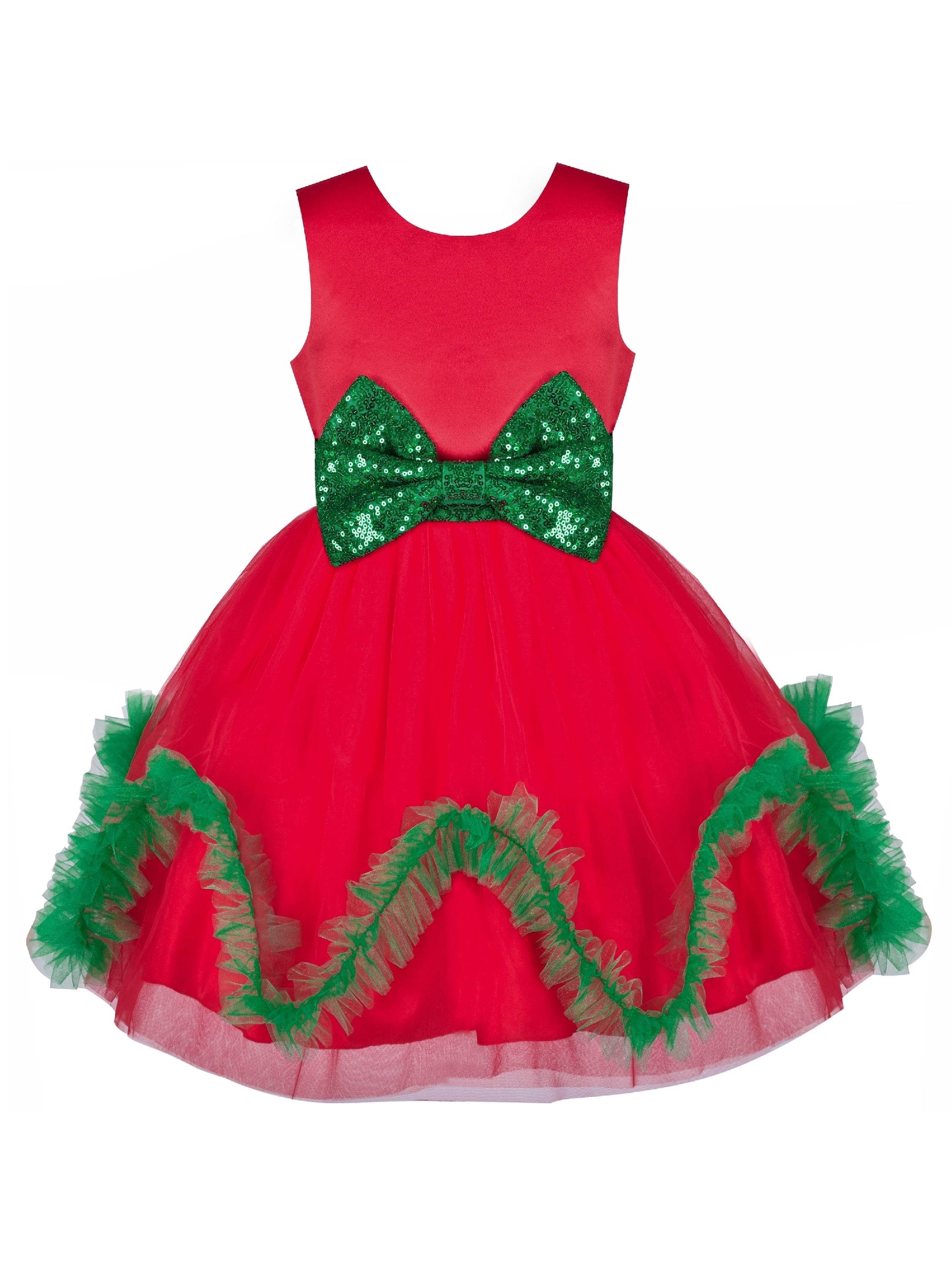 Girls Dress Christmas Holiday Red Wave Hem New Year Party 7 Years