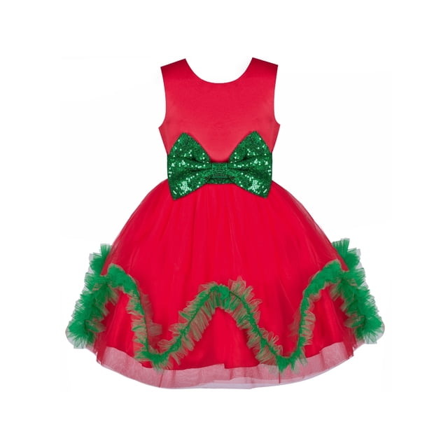 Girls Dress Christmas Holiday Red Wave Hem New Year Party 4 Years