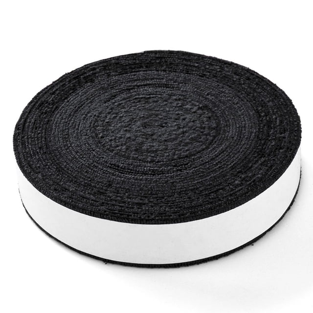 10M Roll Towel Grip Tape for Tennis Squash Badminton Racquet Racket Overgrips Black. A roll of black microfiber towel grip tape, 10 meters in length and 3 cm wide, designed for wrapping racquet handles. The tape is sweat-absorbent, breathable, and soft, providing a comfortable grip for sports like tennis, squash, and badminton. Suitable for wrapping approximately 19 badminton rackets. The roll is displayed on a white background, showcasing its compact and coiled design.