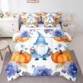 thumbnail image 1 of Ensemble de couette scandinave YST Gnome 7 pièces, fleurs d'encre bleue de citrouille de Thanksgiving, reine, 1 of 5