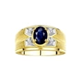 thumbnail image 1 of RYLOS Men's Rings 14K Yellow Gold Rings Classic Designer Style 8X6MM Oval Gemstone &  Diamond Ring Sapphire September Birthstone Rings For Men Size 9, 1 of 7
