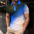 thumbnail image 1 of Chemises pour Hommes Décontractées Imprimées Manches Courtes Col Rabattu Fermeture à Glissière T-Shirt Blouse Tops, 1 of 1