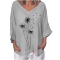 thumbnail image 2 of Hauts pour Femmes Décontractés Été Mode T-shirt Blouse d'Été pour Femmes à Col en V à Manches Courtes Imprimé Décontracté Grande Taille Blouses pour Femmes en Liquidation, 2 of 4