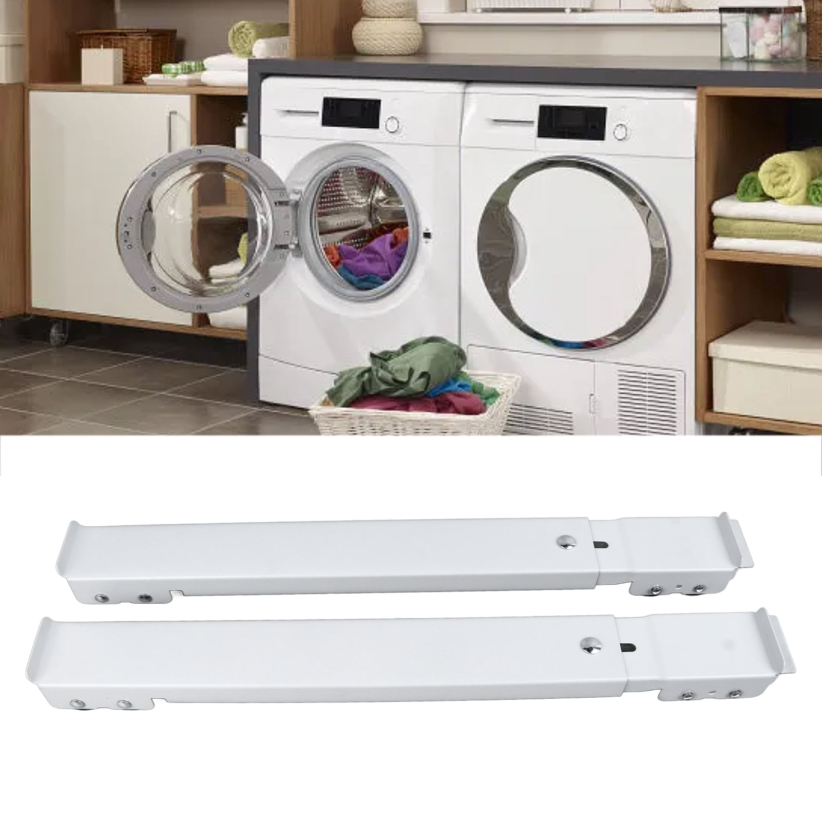 Mobile 2pcs Washing Machine Mobile Roller Extendable Iron White 16 Wheels Low Noise High Load Bearing With Brake Washing Machine Dolly For Furniture