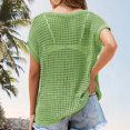 thumbnail image 4 of Yuyuzo Hauts au Crochet pour Femmes Manches Courtes Chemises d'Été Col Rond Chandail Ajouré à Enfiler Haut, 4 of 7