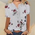 thumbnail image 1 of LSLJS T-Shirts pour Femmes Femmes Été Décontracté T-Shirt à Manches Courtes Bouton Col Rond Chandail Blouse Hauts, 1 of 4