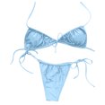 thumbnail image 4 of LSLJS Women's Solid Color Bikini Swimsuit Two Piece Filled Bra Swimwear Beachwear, 4 of 7