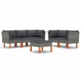 thumbnail image 2 of vidaXL 6 Piece Garden Lounge Set with Cushions Poly Rattan Grey, 2 of 9