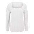 thumbnail image 5 of Meichang Women Tops Plus Size Square Neck Puff Long Sleeve Shirts Ribbed Knit Pullover Solid Loose Fit Side Slit Hem Blouses Business Casual Spring Tops, 5 of 5