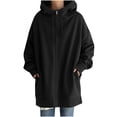 thumbnail image 1 of Womens Solid Color Hoodie Zipper Long Sleeve Sweatshirts Pockets Long Coat Tops, 1 of 5