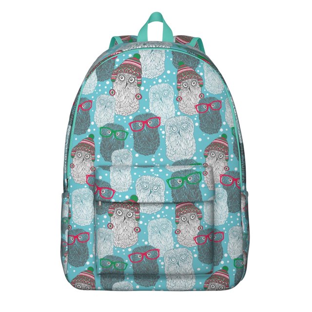 Owl and Forest Pattern Backpack – Cute Cartoon Big Eyes Owl Bookbag for Outdoor Use and School