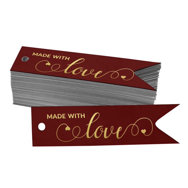 Inkdotpot Made With Love Text Bottle Tag Real Gold Foil Favor Hang Tags Pack Of 100