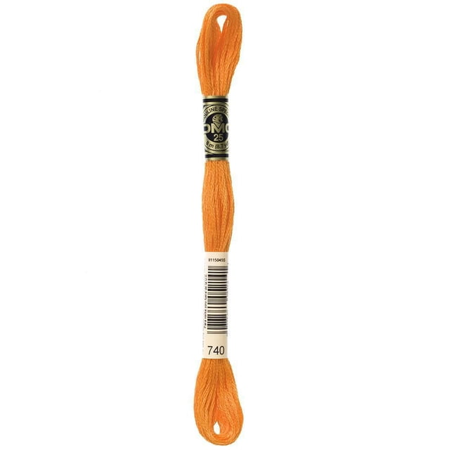 DMC Orange Coton 6 Brins Floss Écheveau de 8 m en Orange Vif, Fait de 100 % Coton Égyptien à Longues Fibres avec six Brins Séparables, avec Étiquettes Noires et Blanches avec Numéro de Marque et de Couleur 740, Convient aux Projets de Point de Croix, Broderie, Point d'Aiguille et scrapbooking.