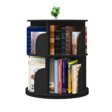TOYTEXX 2 Tier 360° Rotating Stackable Shelves Bookshelf Organizer (Black), All ages
