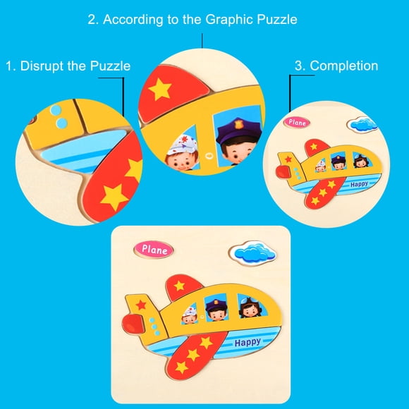 Pisexur Baby Toys Wooden Puzzles For Toddlers Shape Toy &Transportation Puzzles Gifts Baby Dolls,Car Toys for 3-5 Years Boys Girls